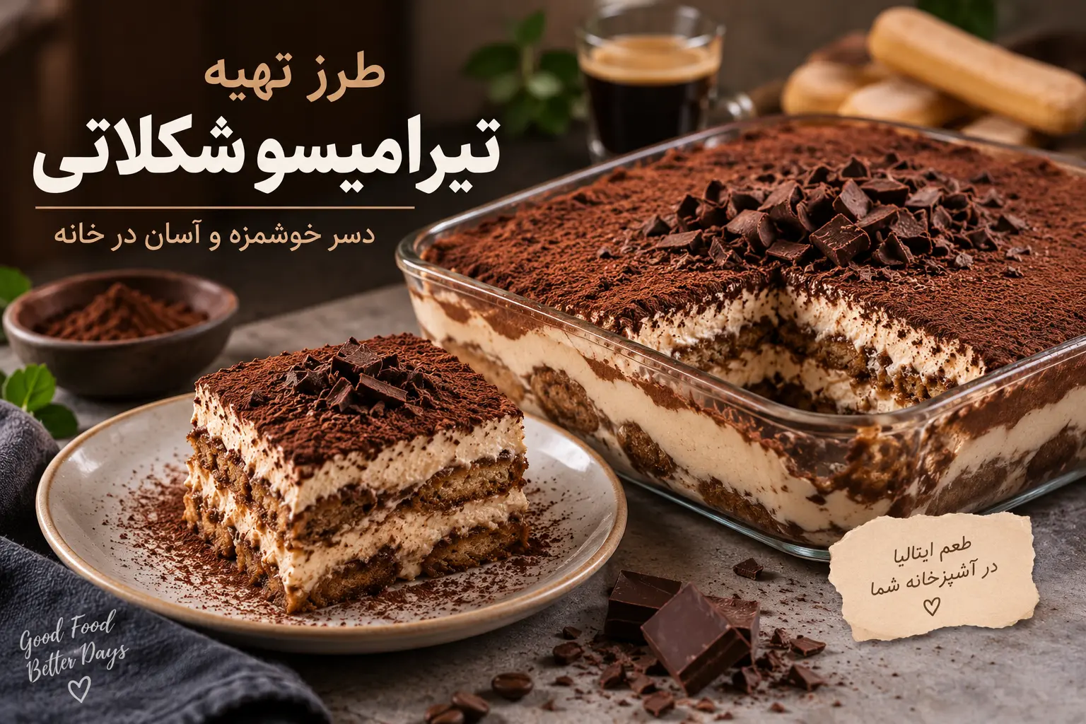 طرز تهیه تیرامیسو شکلاتی